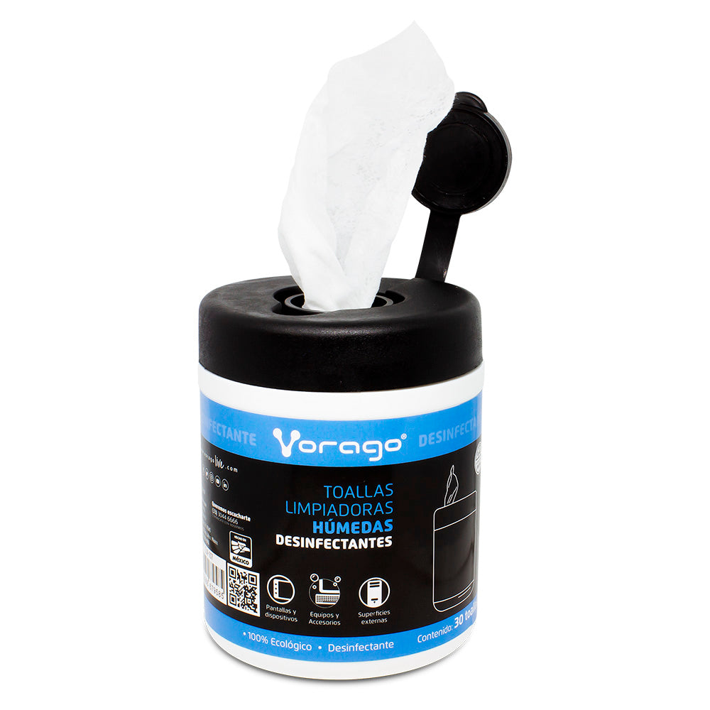 Toallas Vorago CLN-107 humedas desinfectantes bote 30PZ - Toallas Vorago CLN-107 humedas desinfectantes bote 30PZ -